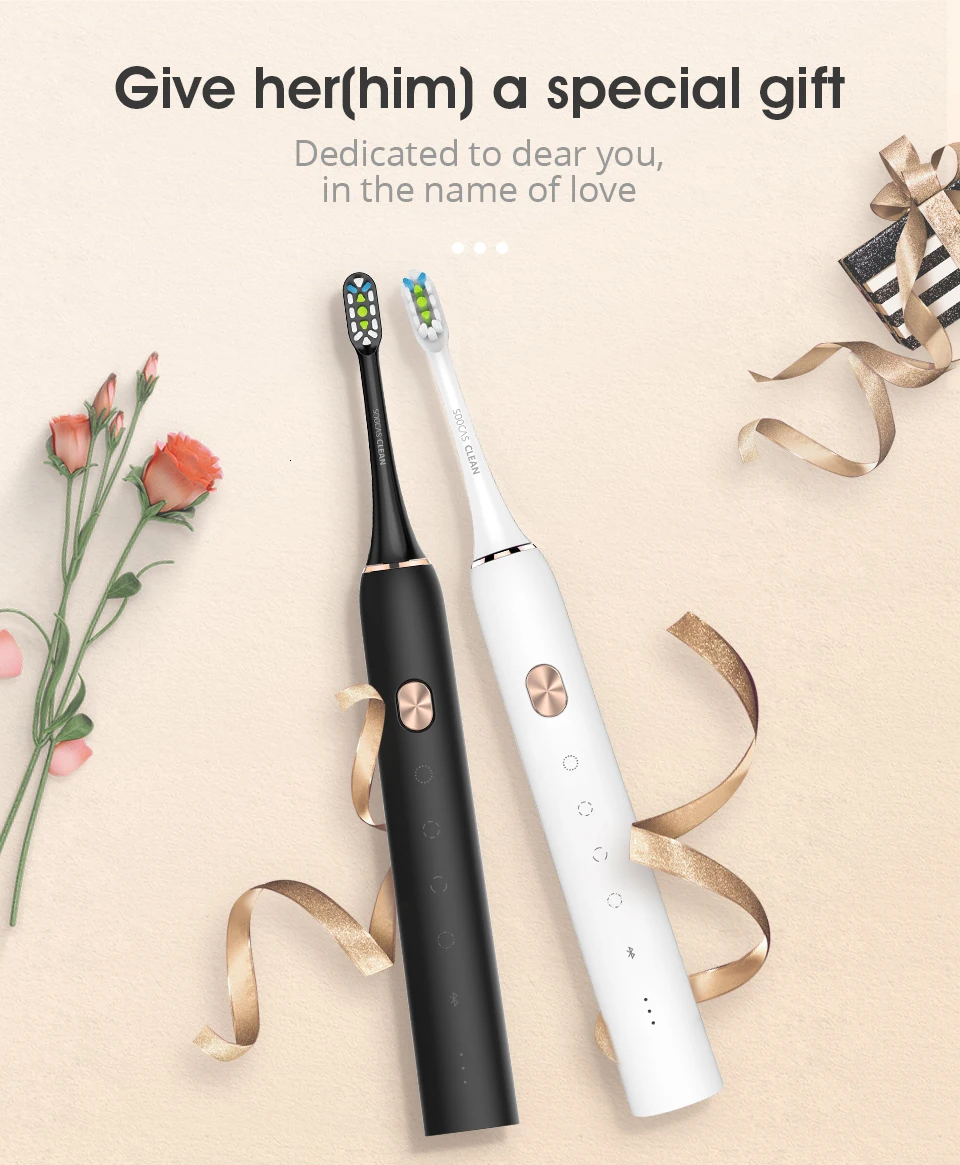 Soocas X3 USB Беспроводная зарядка электрическая зубная щетка xiaomi soocare sonic зубная щетка 4 режима очистки для взрослых ультра звуковая зубная щетка приложение