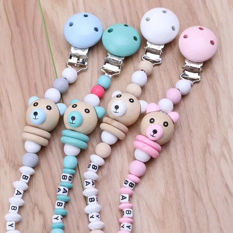 

2019 New 1Pc Baby Pacifier Clip Pacifier Chain Panda Shape Hand Made Cute Colourful Beads Dummy Clip Baby Soother Holder
