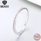 Женское кольцо с геометрическим узором BISAER, кольцо из стерлингового серебра 925 пробы с круглыми кольцами, Стерлинговое Серебро, ECR066