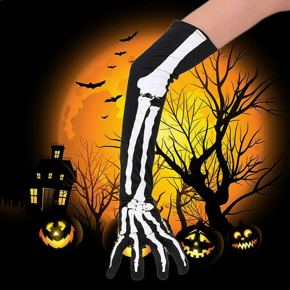 1 пара перчатки унисекс в виде черепа и скелета для косплея на Хэллоуин|Украшения