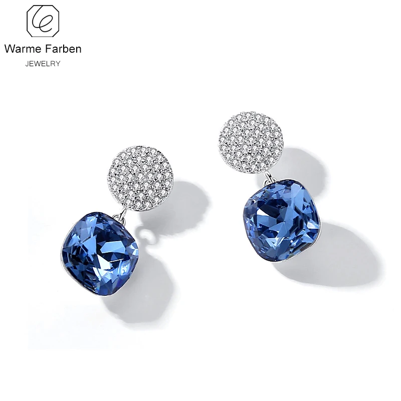Украшенные кристаллами Swarovski 925 серебряные серьги женские блестящие