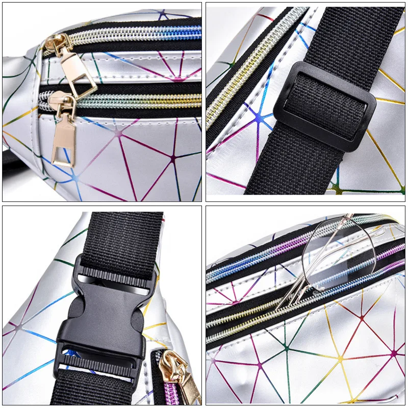 Поясная Сумка женская розовая Серебряная поясная сумка Женская банан ПУ хип