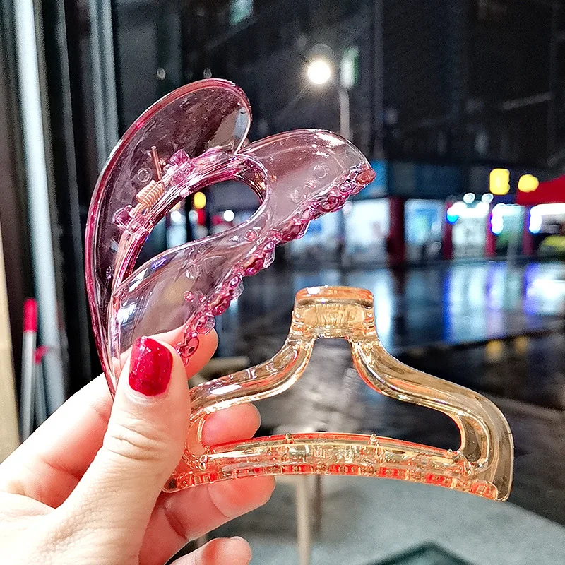 Новая мода Простой Прозрачный карамельный цвет большой зажим заколка для волос