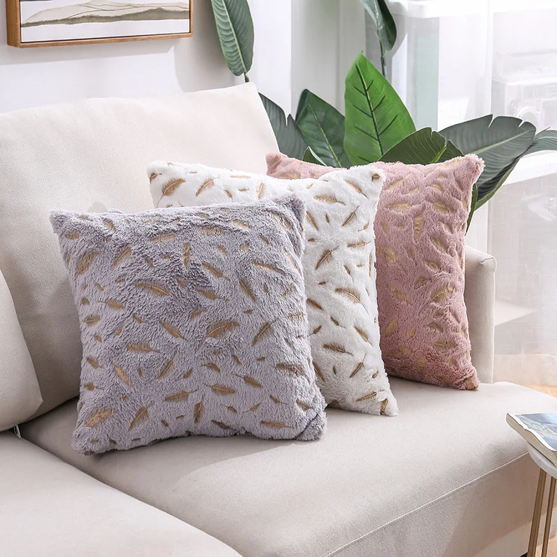 45*45 Decorative Pillows Home Decor Plush Cushion Cover Feather Pillow Cover For Living Room Nordic Gilded Pillowcase