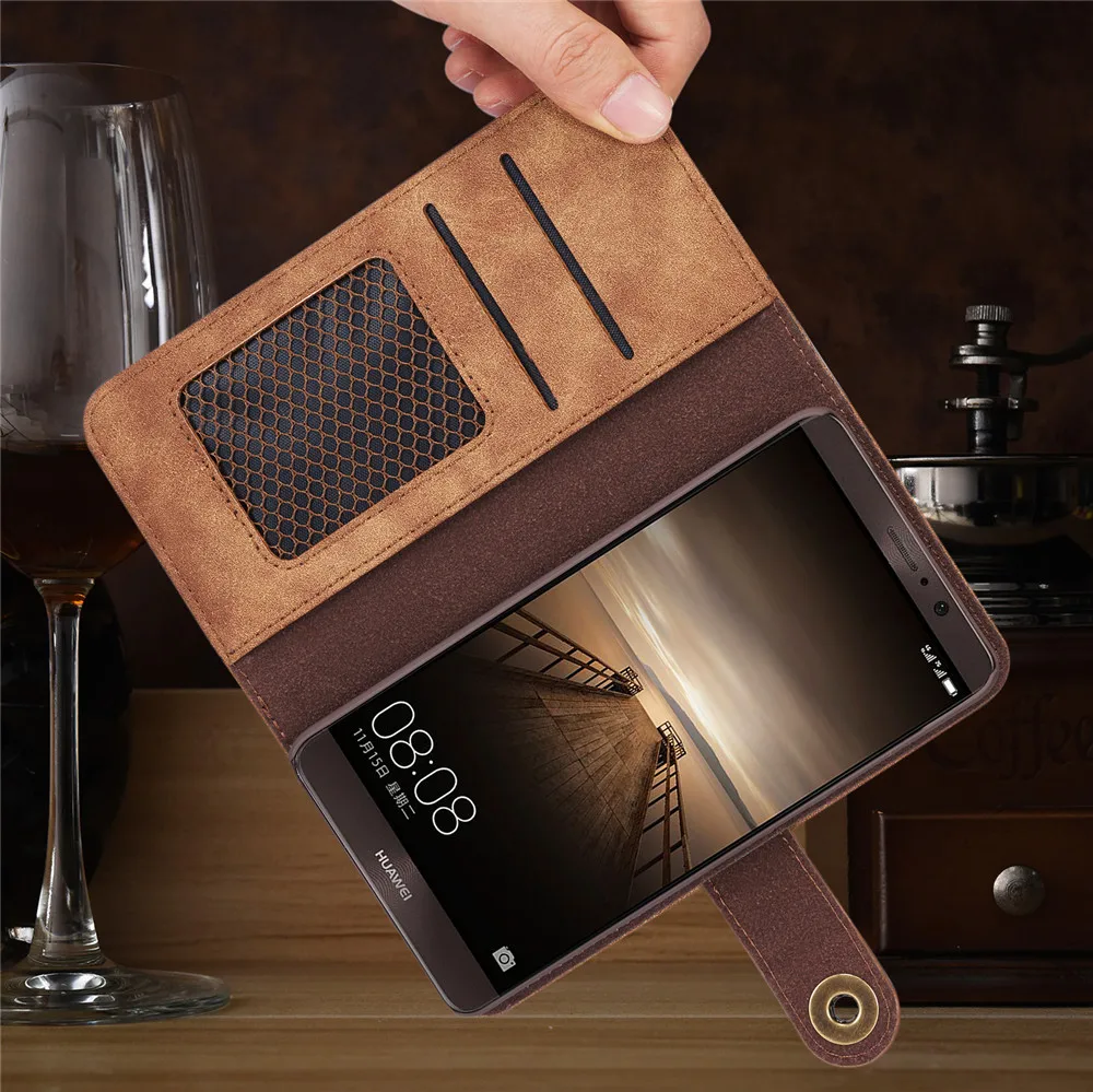 Retro Card Wallet Flip Removable Back Leather Case for Huawei Mate 9 P20 Pro Plus Lite NOVA 3E Magnetic Cover |