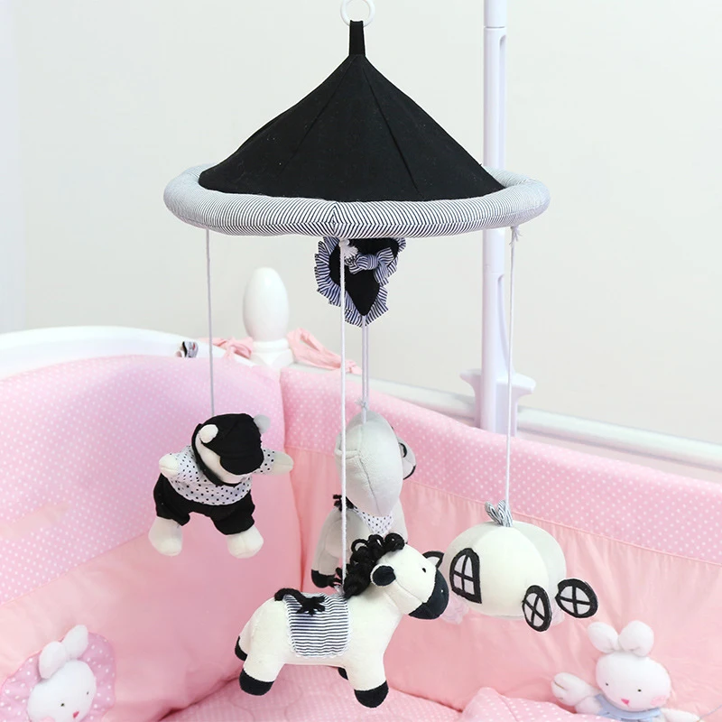 

Baby Rattles Early Education Cute Horse Bear Hanging Baby Crib Mobile Bed Bell Toy Rotary Movement Music Box Baby Rattles Toys