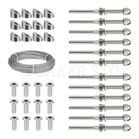316 Stainless Steel Cable Railing Kit Threaded Swage Stud Beveled Washer and Protector Sleeves Fitting 1/8 Inch Wire Rope