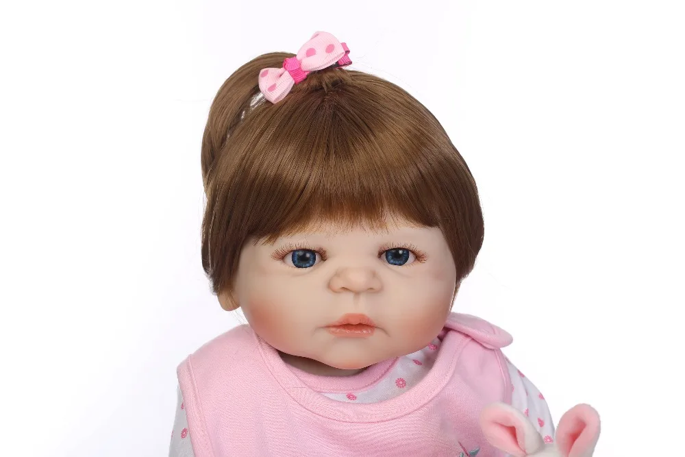 

NPK 56CM full silicone bebe bonecas lifelike baby girl with lovely stress kids brithday gift silicone reborn baby dolls