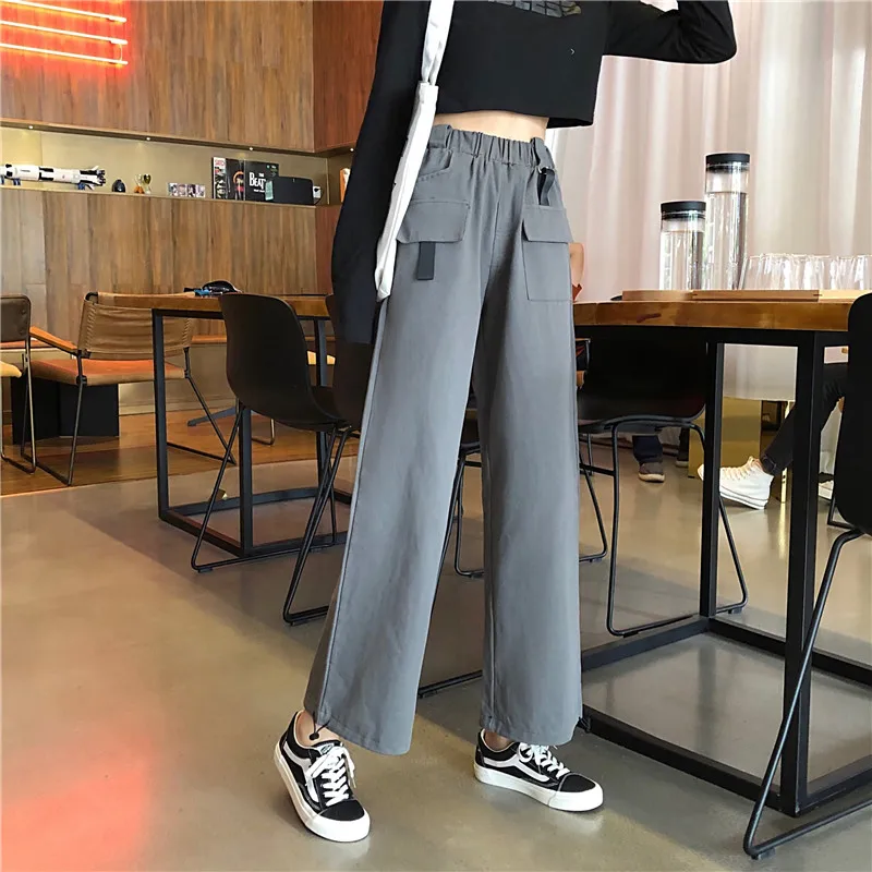 

Fdfklak High waist nine points wide leg pant spring autumn casual pants female loose cargo pant women joggers sweatpants new