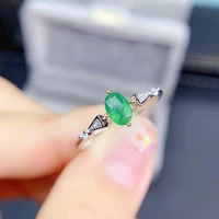kjjeaxcmy fine jewelry s925 sterling silver inlaid natural emerald new girl vintage gemstone ring support test chinese style