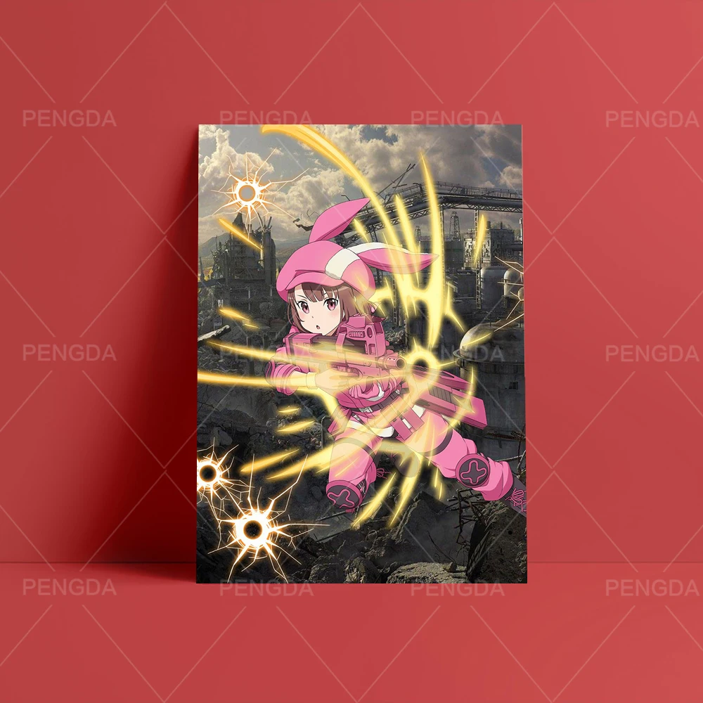 Домашний декор холст розовая девушка меч искусство онлайн-принты картина крутой