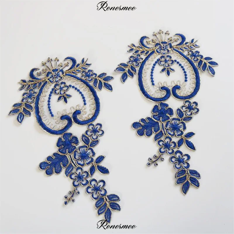 Кружевная нашивка с вышивкой 2 шт. золотые линии цветы для танцевальной одежды