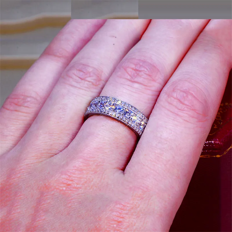 

Luxury Female White Crystal Stone Ring Promise Silver Color Engagement Ring Cute Bridal Round Zircon Wedding Rings For Women