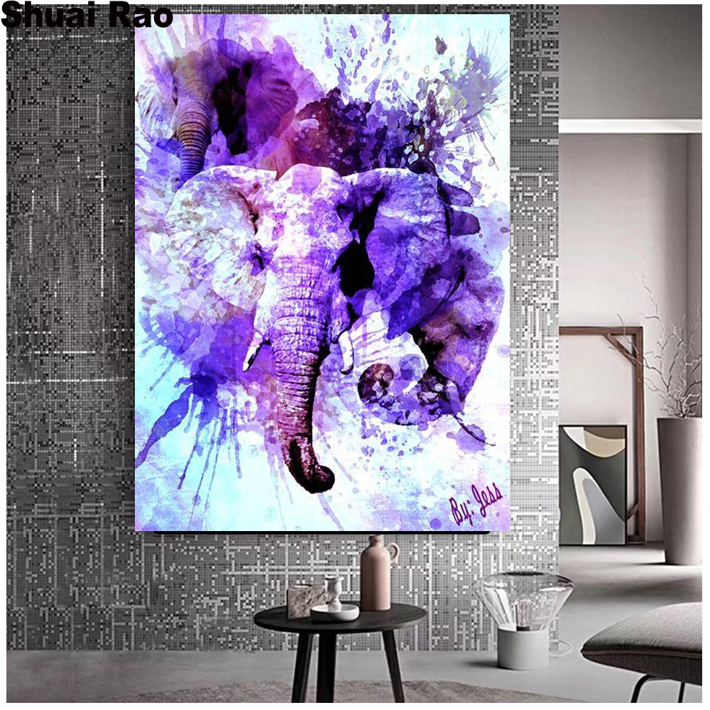 

embroidery crystal animal Diamond Painting Full Square round drill "Elephant" 3D resin diamond Cross Stitch Rhinestone 5D DIY,