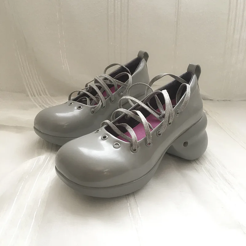 Новая Осенняя женская обувь Брендовая на платформе для танцев с круглым носком