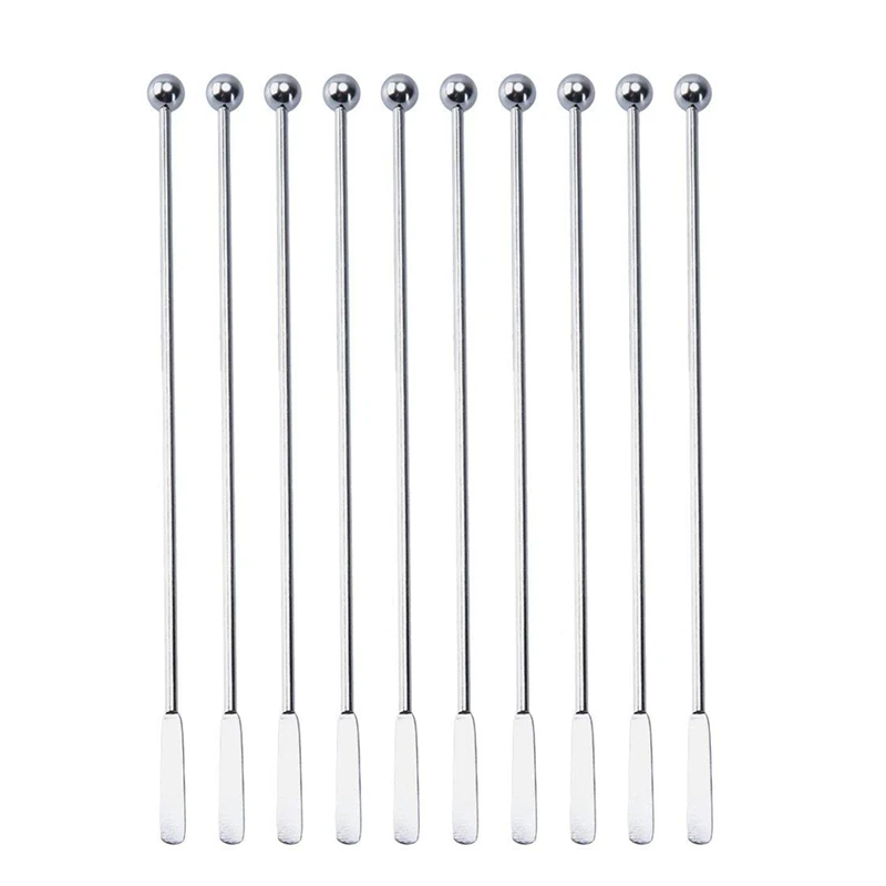 

10pcs Swizzle Sticks Metal - Stainless Steel Mixing Cocktail Coffee Stirrers for Wine Juice 7.5 inch, 10Pieces Pack