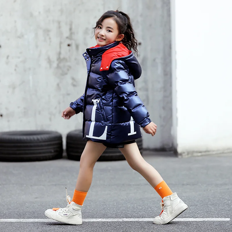 2019 модные детские пуховики Зимние водонепроницаемые пуховые пальто для