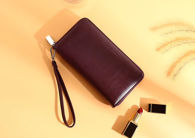 Rfid Женский Длинный кошелек из натуральной кожи, кошелек для монет, многофункциональный мужской и женский деловой держатель для карт Carteira Feminina
