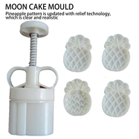 3pcsset plastic 50g hand pressure moon cake mould with pineapple pattern mold