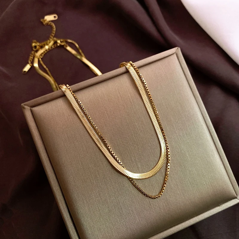 Титановая сталь модная новинка ювелирное изделие 2 слоя колье ожерелье змейки