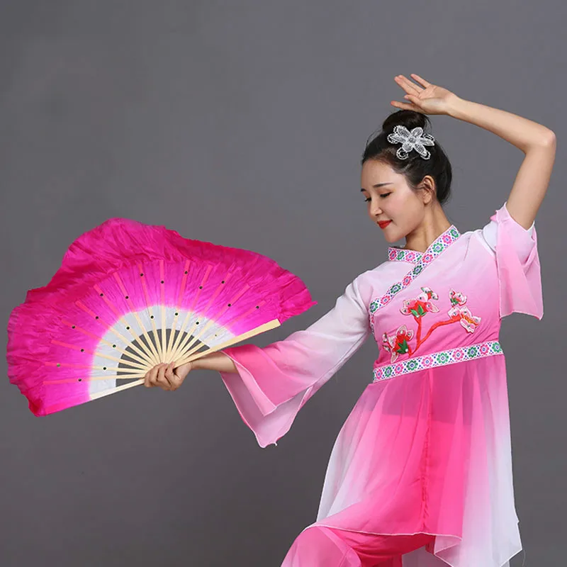 

Silk Hand Fan Adult Double Side Lengthen Yangko Fan Abanicos De Mano Chinese Square Dance Performance Fan Eventail Mariage