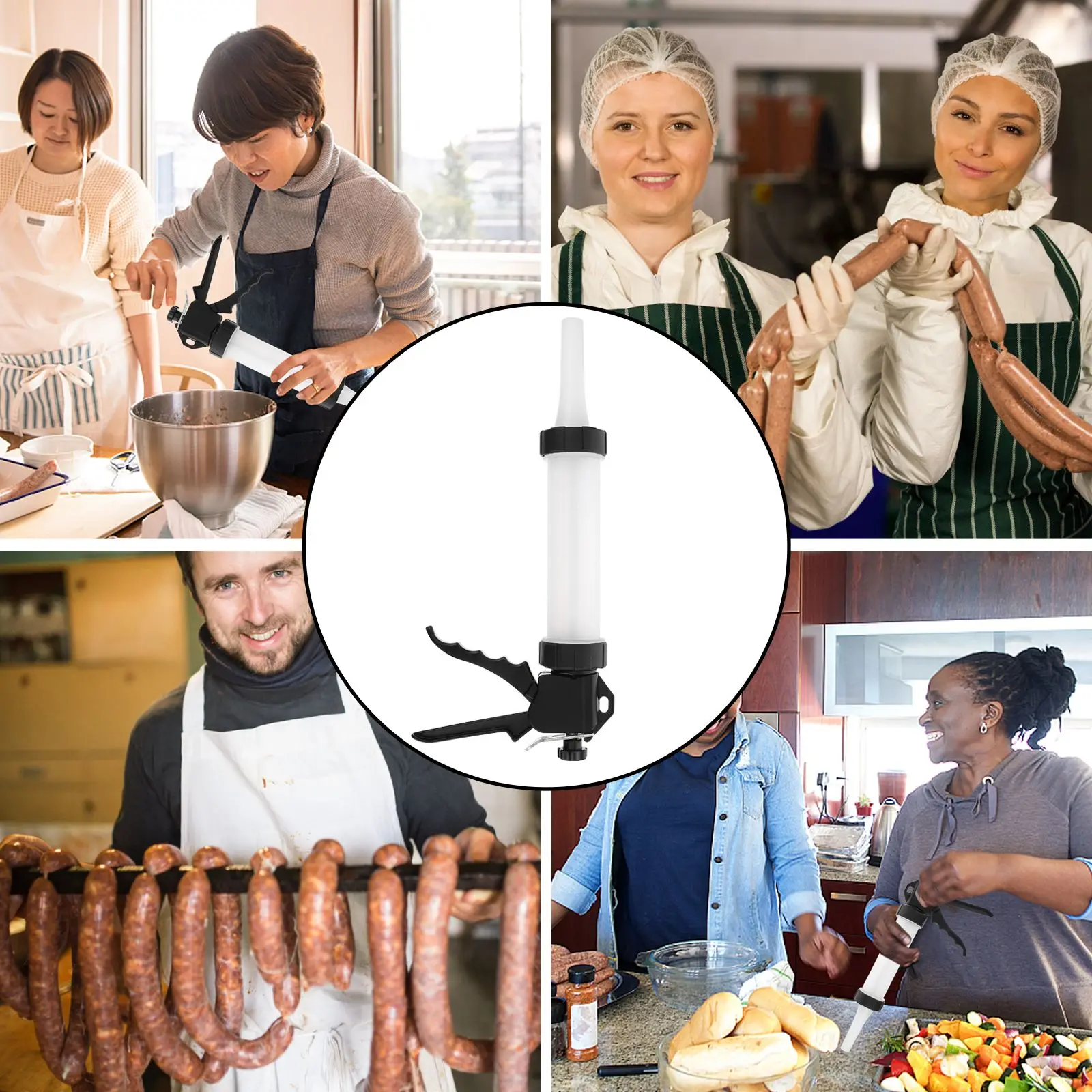 

1Pc Meat Stuffer Stainless Manual Sausage Stuffer Syringe Sausage Filler Kitchen Meat Stuffing Tool for Home Kitchen