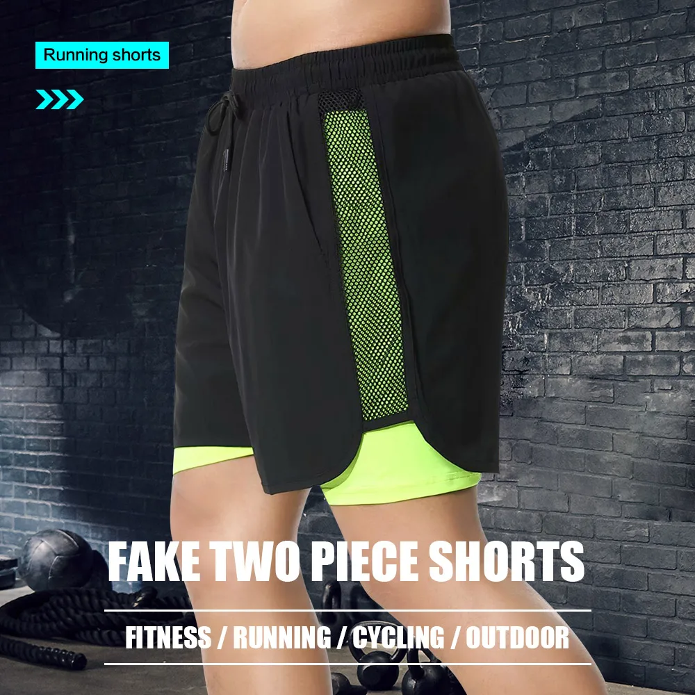 Мужские летние шорты для бега мужские спортивные 2 в 1 фитнеса тренировок