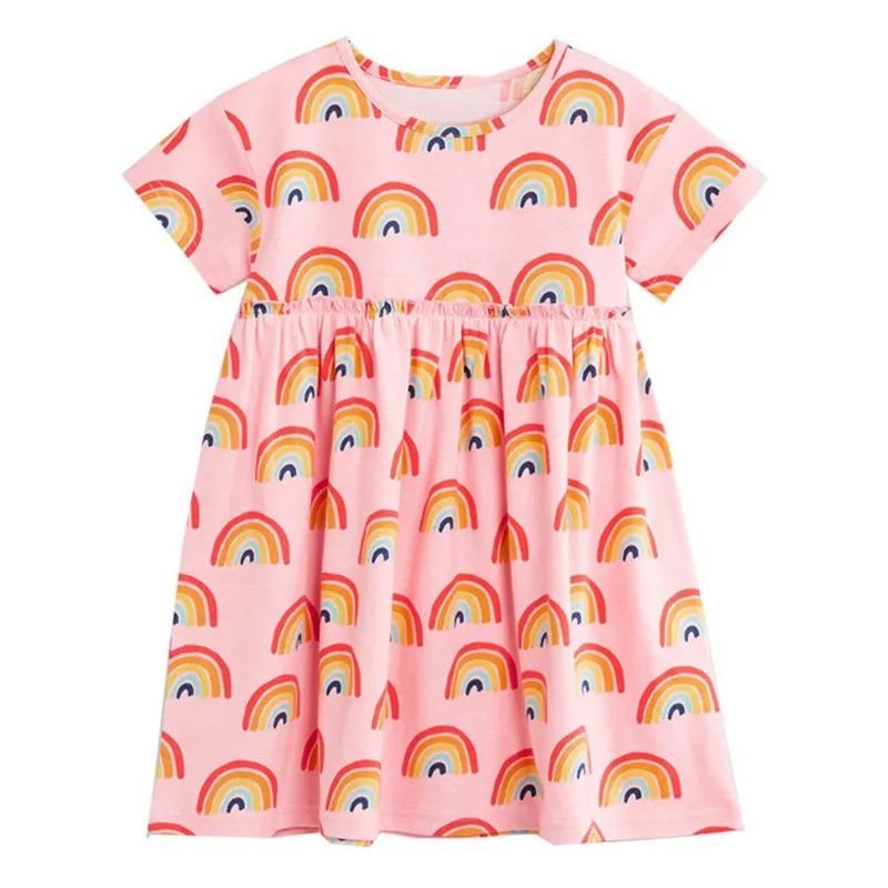 Платья для маленьких девочек Jumping meters хлопковое детское платье с радужным