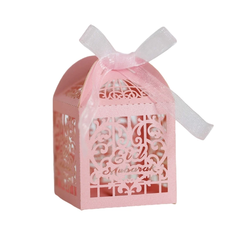 

100pcs Eid Ramadan Mubarak Decoration Paper Hollow Cut Candy Box Storage Islamic Muslim Festival Supplies K3NA