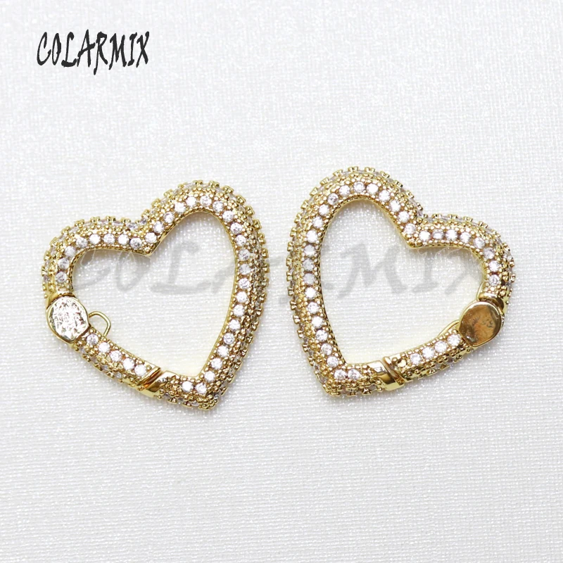 

6 pieces Heart zircon pendants Spring Clasp pendants accessories carabiner pendants accessories for jewelry makings 50949