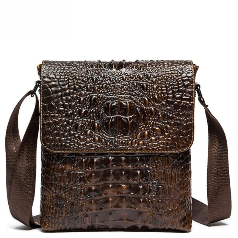 

Crocodile Pattern Brand 100% Genuine Leather Men's Crossbody Bag Casual Male Shoulder Bags Crocodile Print Men Bag
