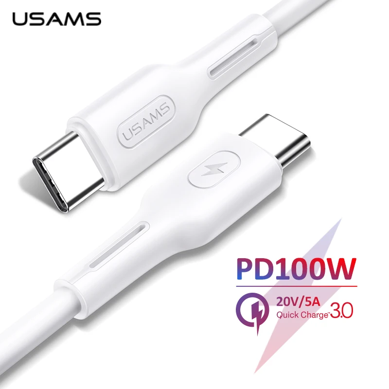 

USAMS PD 100W Fast Charge Data Cable 5A QC 4.0 Type C Lightning Phone Cable For iPhone iPad Huawei Samsung Xiaomi Tablet Laptop