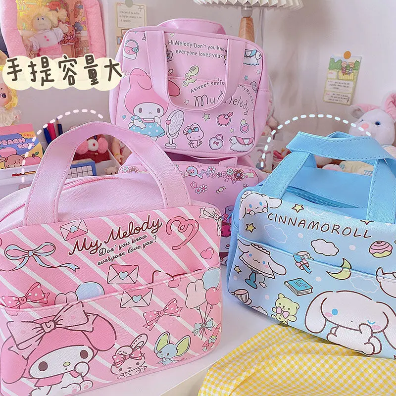 Lunch Box Thermal Bag for Students Cute Sweet Cartoon Pattern Office Worker Portable Kawaii Bento Bag Waterproof Aluminum Foil
