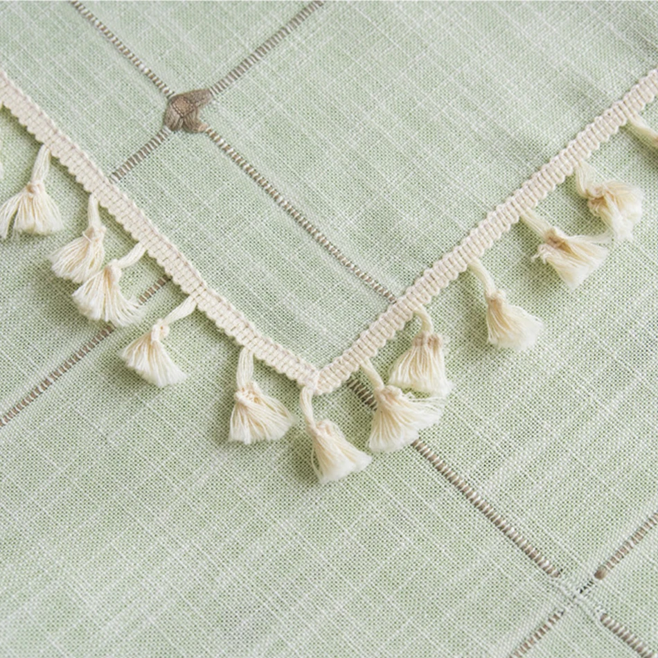 Плотная ткань вышивка клетчатая скатерть хлопок лен защита от пыли с клетчатым