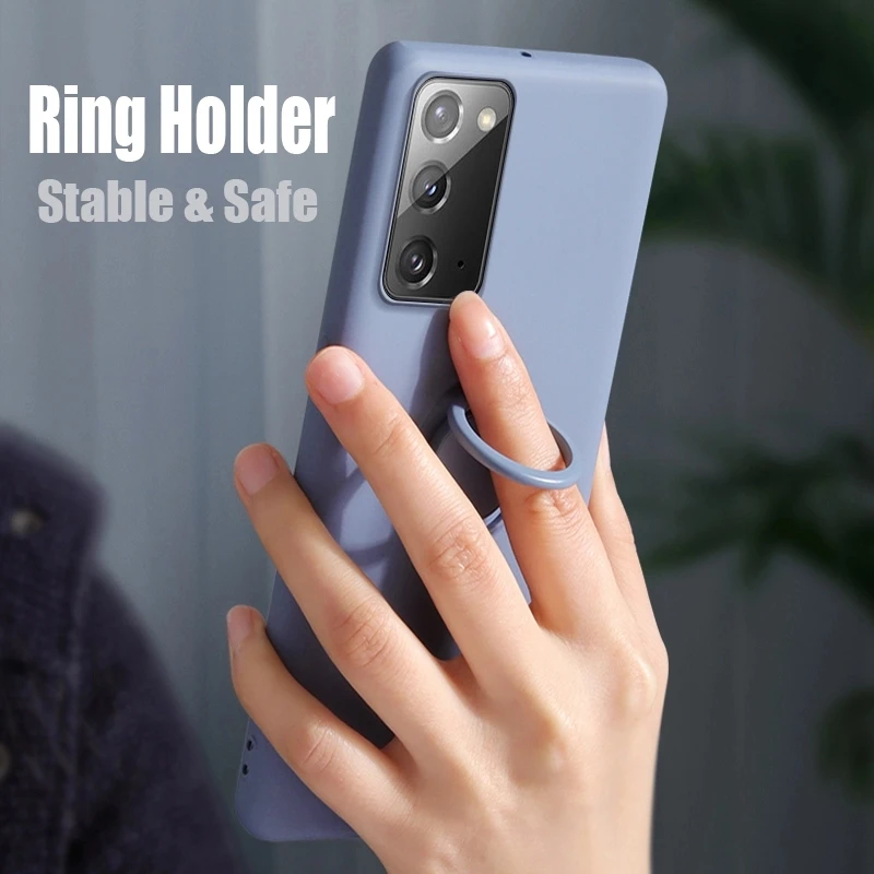 

Magnetic Ring Holder Stand Case For Samsung Galaxy S21 Ultra Plus S20 FE S10E Note 20 A50 A30 A71 A51 Liquid Silicone Soft Cover