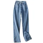 Женские джинсы с высокой талией, прямые, зауженные, свободные, для осени и зимы