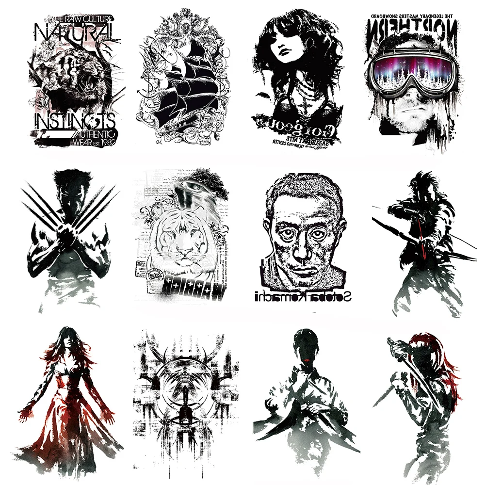 

Waterproof Temporary Tattoo Stickers Portrait Captain America Anime Flash Tattoo Female Black Geometric Body Art Fake Tatoo Male