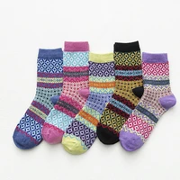 5 pairs fashion women wool socks winter and autumn warmer cashmere thermal thicken ethnic style women casual socks