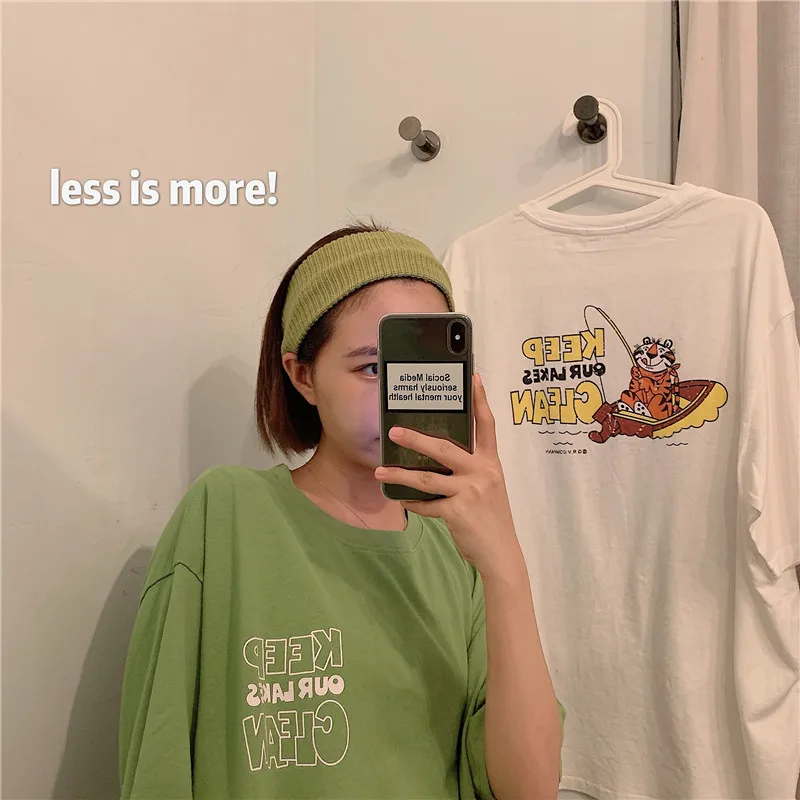 

European Goods Ins Short-Sleeved T-shirt for Women 2019 Korean Loose BF Western Style Shirt Fashion Half Sleeve Mssf