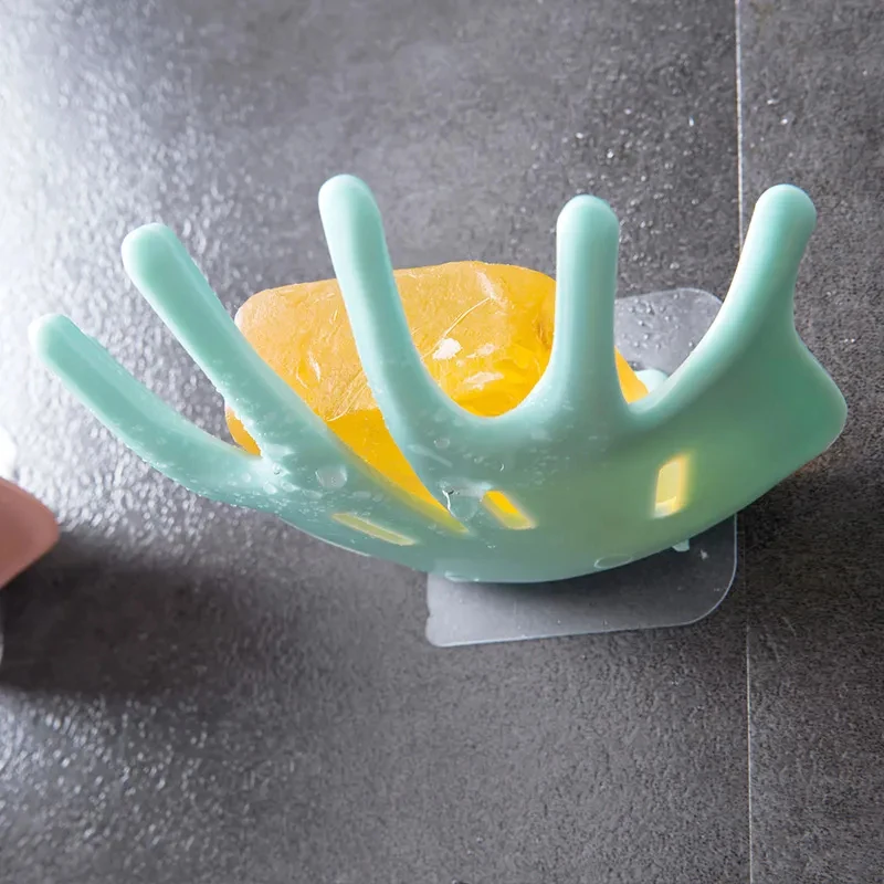 

Soap Dish Maple Leaf Design Soap Box PVC Punch-free Adhesive Soap Dishs Drain Holder Rack Tray Bathroom Accessories