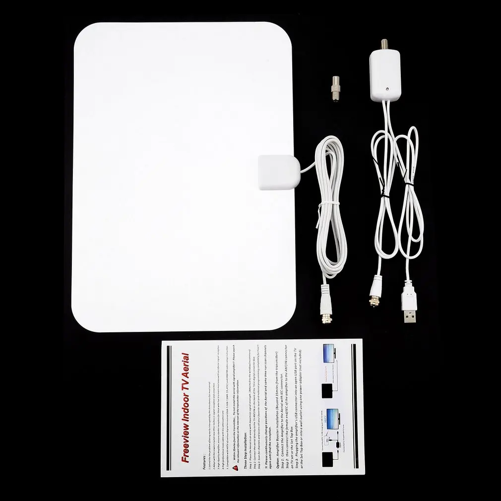 

Hot Sale 80miles Reception Range Freeview Indoor Aerial HD Digital Television Rectangle Antenna with HDTV027 Amplifier Booster