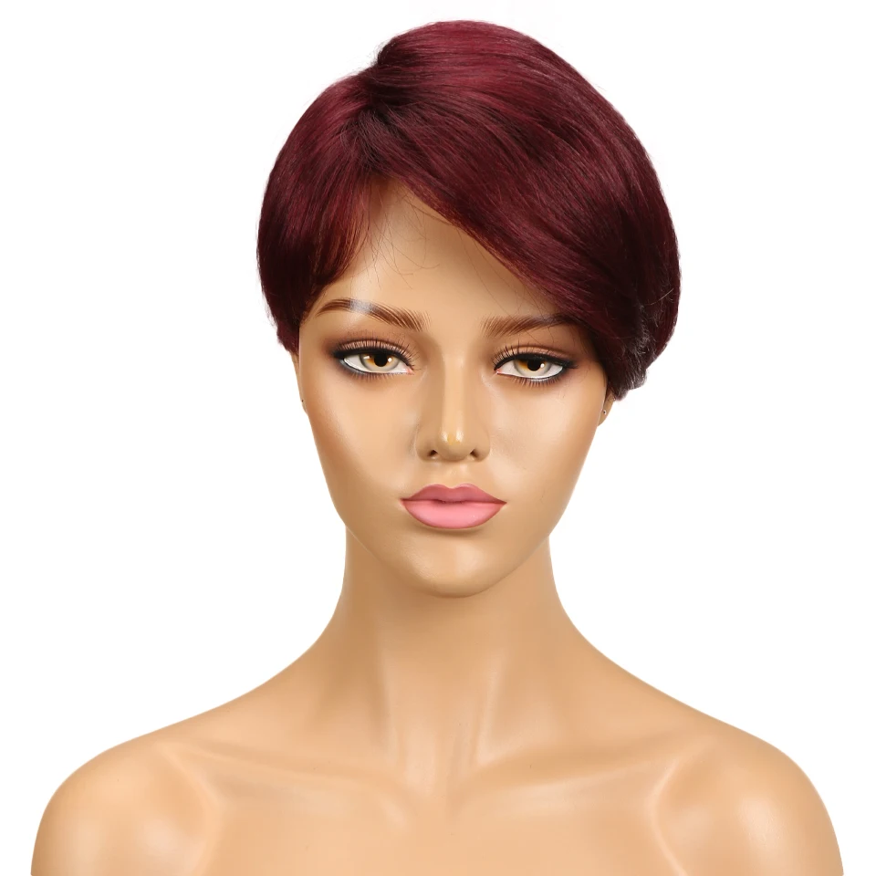 Парик для чернокожих женщин Trueme Pixie Cut бразильские Прямые Человеческие волосы Remy