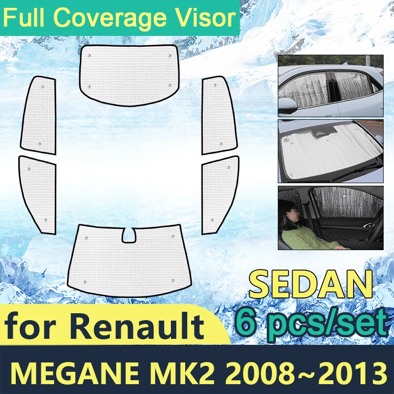 

Full Cover Sunshades For Renault Megane ll Sedan 2008 2009 2010 2011 2012 2013 Car Windshields Accessories Visor Sun Protection