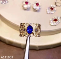 kjjeaxcmy boutique jewelry 925 sterling silver inlaid natural sapphire gemstone female ring support detection luxury