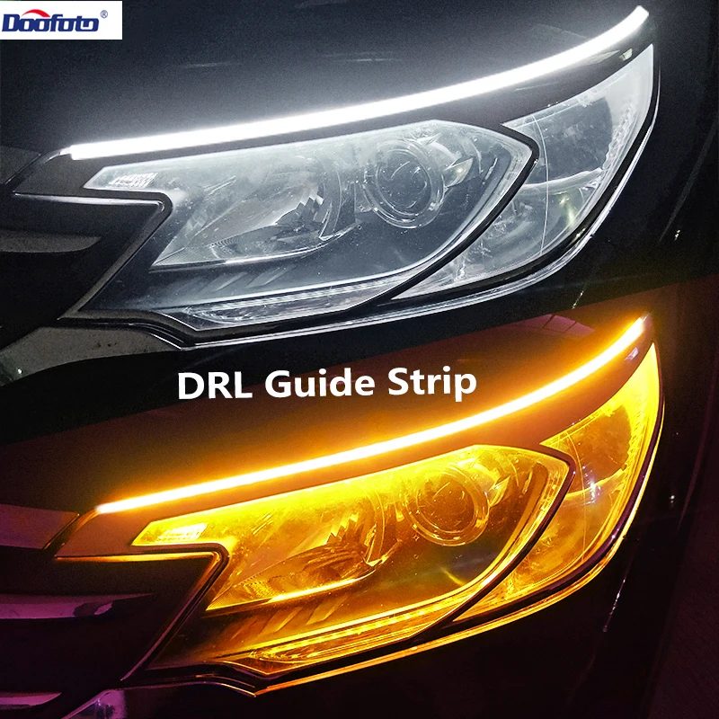 

1Pcs Car LED Light Strip DRL Daytime Running Lights Flexible Auto Headlight Surface Decorative Lamp Flowing Turn Signal Styling