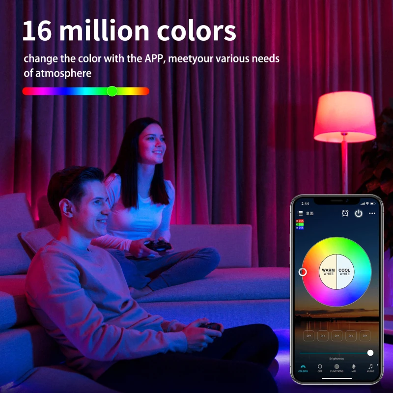 

Smart WIFI Bulbs RGB 10W E27 APP Control Connected Alexa Led Light Or Remote Control Led Lampas Control Colored Light For
