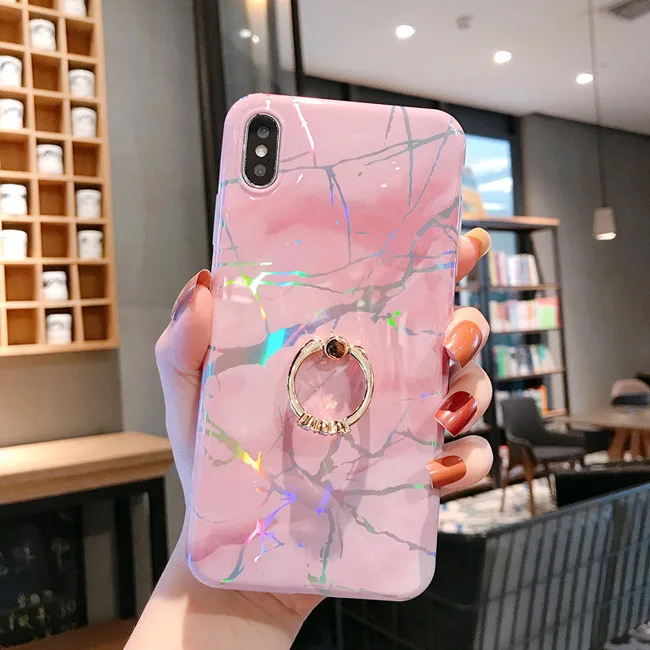 Чехол для телефона LACK для iPhone 11 11Pro Max XR X XS Max 6 6S 7 8Plus Роскошный Мраморный чехол с кольцом-подставкой - Color: Style 9