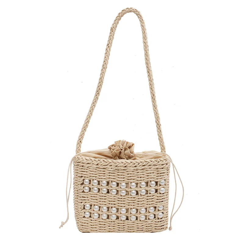 

High-quality Ladies Hand-woven Small Bags 2021 New Fashion Net Red Women's Bags Shoulder Messenger Bag Straw Woven Bucket Bag
