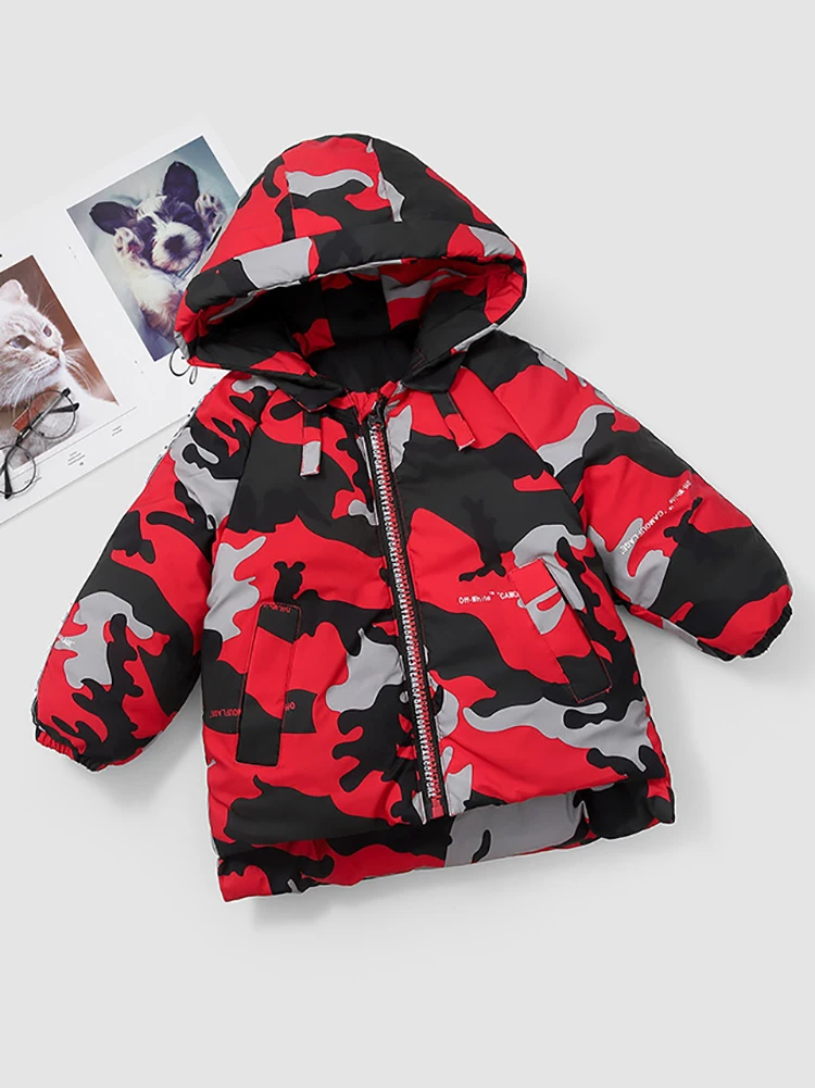 

Autumn Winter Boys Girls Fashion Clothes Thick Long Hooded Warm Coat Children Camouflage Jackets Costume For Teenager Kids