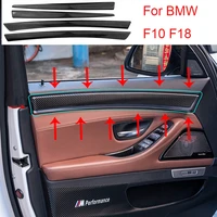 4pcs real carbon fiber interior window door panel trim cover inner sticker strip for bmw f10 f18 5 series interior modification